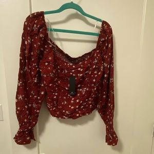 Lulus wine colored long sleeve blouse